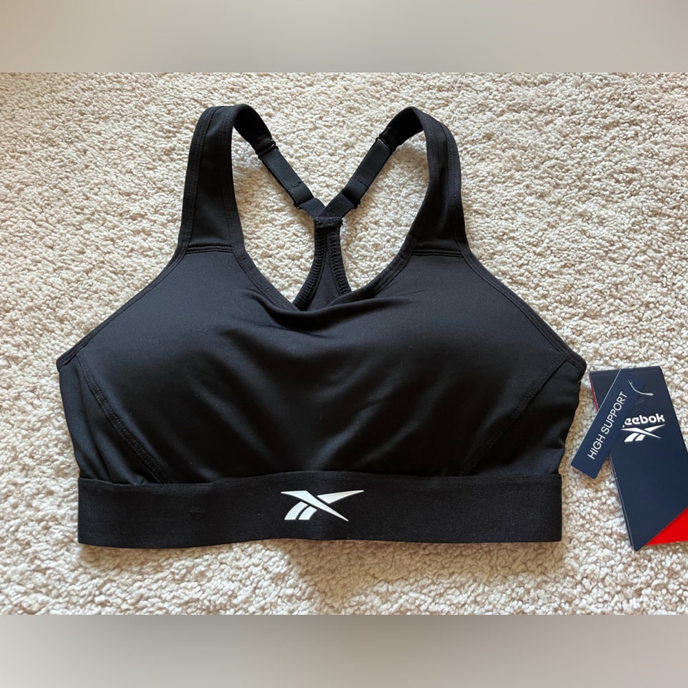 NWT Reebok Women's Challenger High Support Moisture Wicking Bra Black Size Small